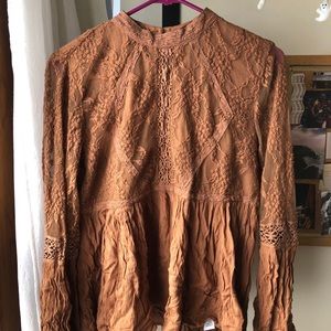 Rust brown lace top